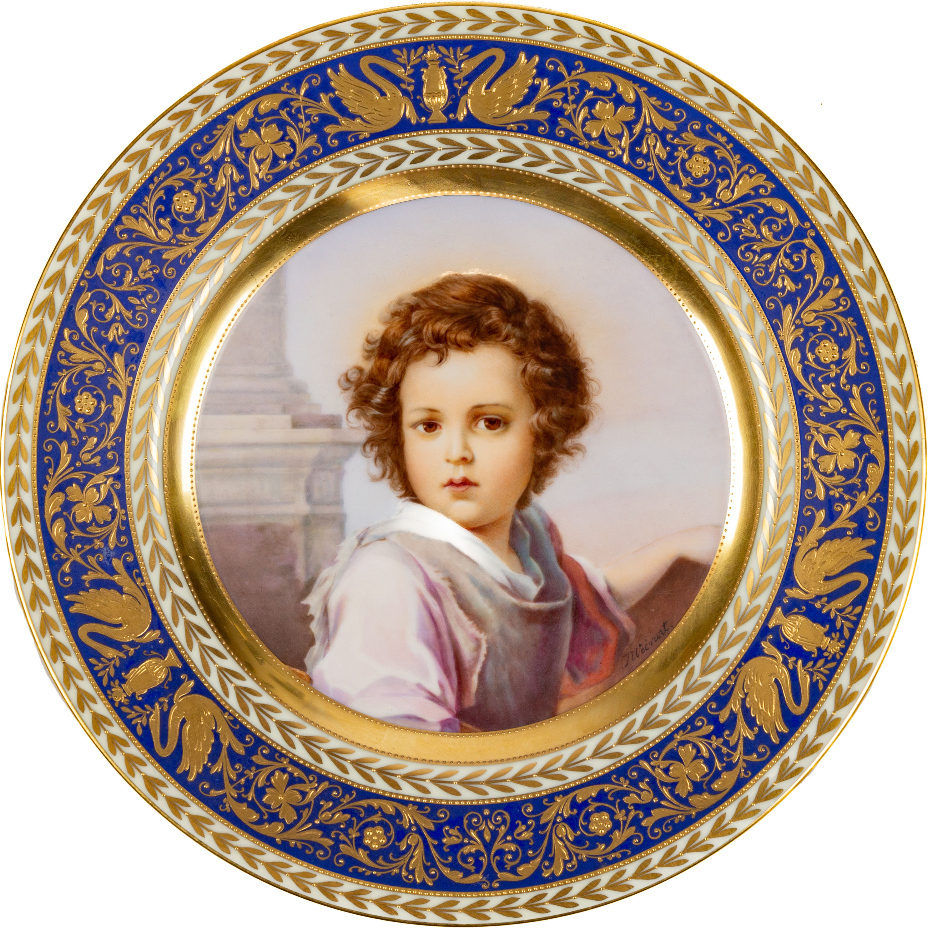 Appraisal: PIRKENHAMMER PORCELAIN PLATE Makers mark and titled El Divino Pastor