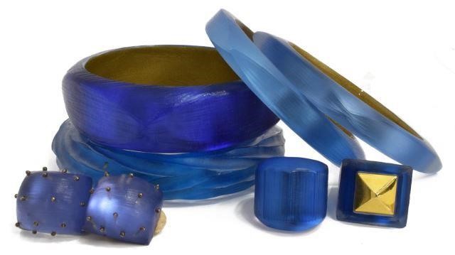 Appraisal: lot Alexis Bittar colored Lucite jewelry including square blue Lucite