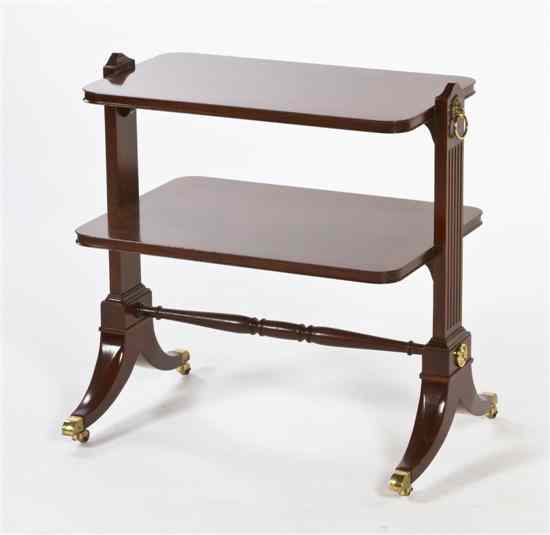 Appraisal: A Regency Style Mahogany Two-Tiered Side Table Baker the rectangular