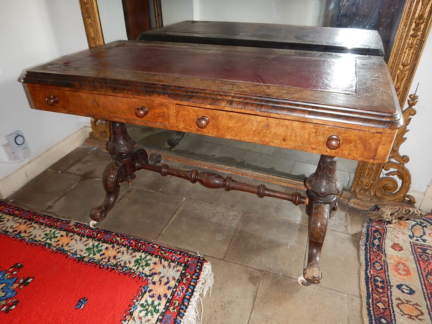 Appraisal: A Victorian inlaid writing table with inset top and inlaid