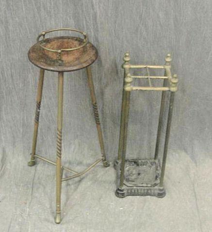 Appraisal: Victorian Items A pedestal and an umbrella stand From a