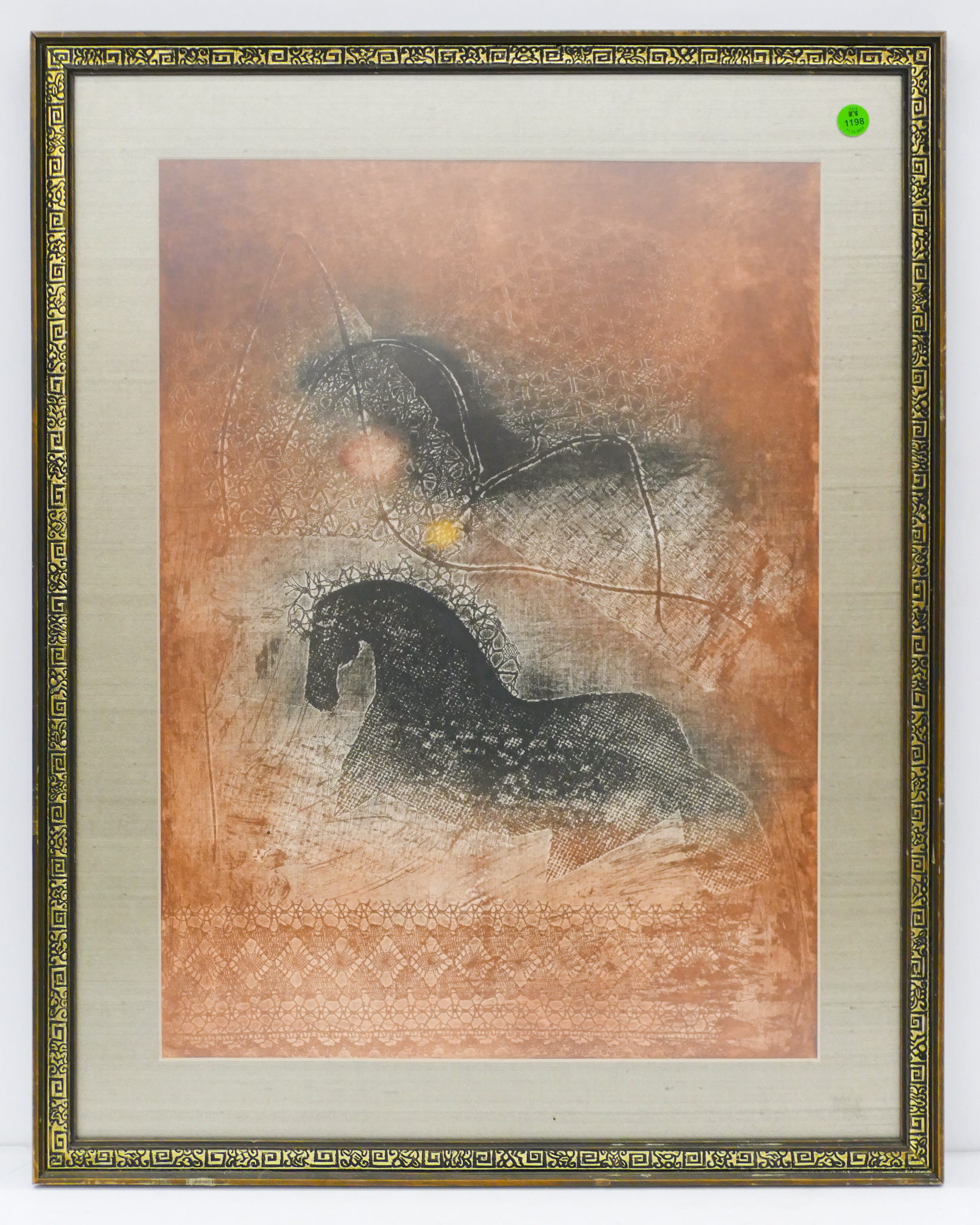 Appraisal: Hoi Lebedang ''Cheval Dans Paysage'' Color Etching Framed ''x ''