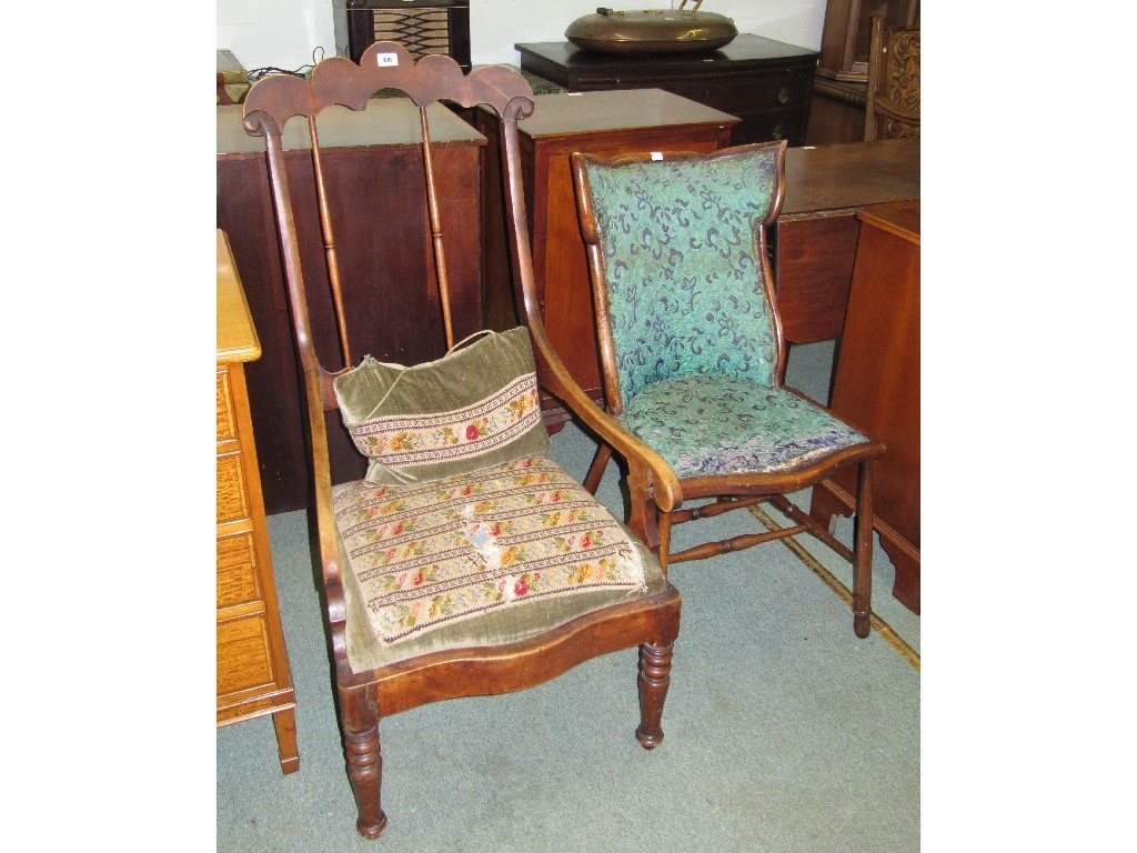 Appraisal: Lot comprising spindle back open armchair def and an upholstered