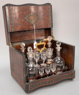 Appraisal: Sormani French burled Cave a Liqueur set Napoleon style tantalus