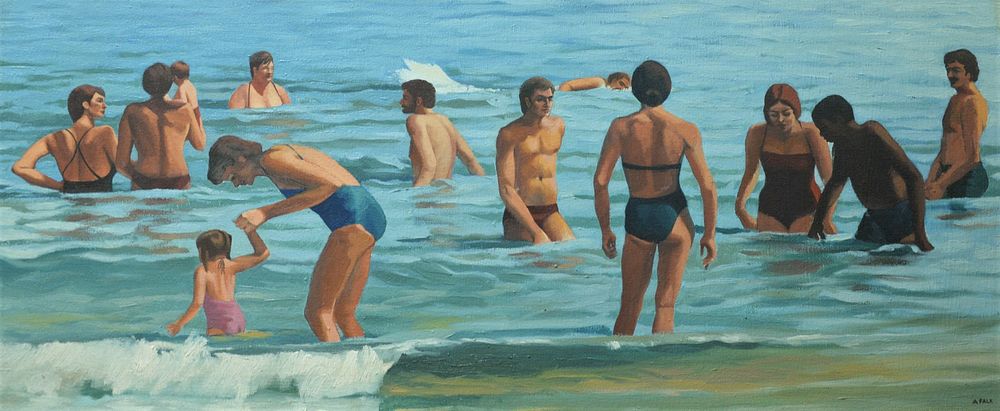 Appraisal: Alan Falk American b Beach Scene oil on canvas signed