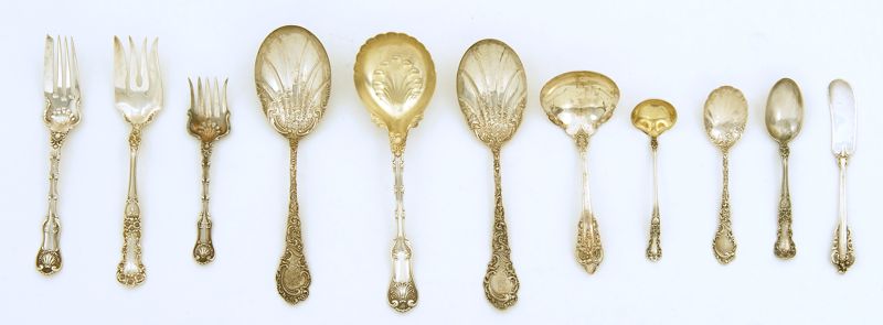 Appraisal: TWENTY-ONE PIECES OF STERLING SILVER FLATWARE By various makers Includes