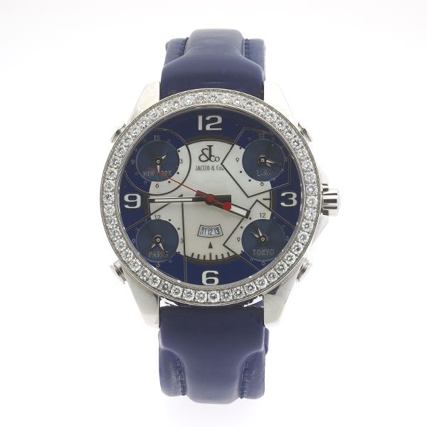 Appraisal: JACOB CO TIME ZONE WATCH long cmm head Mother-of-pearl dial