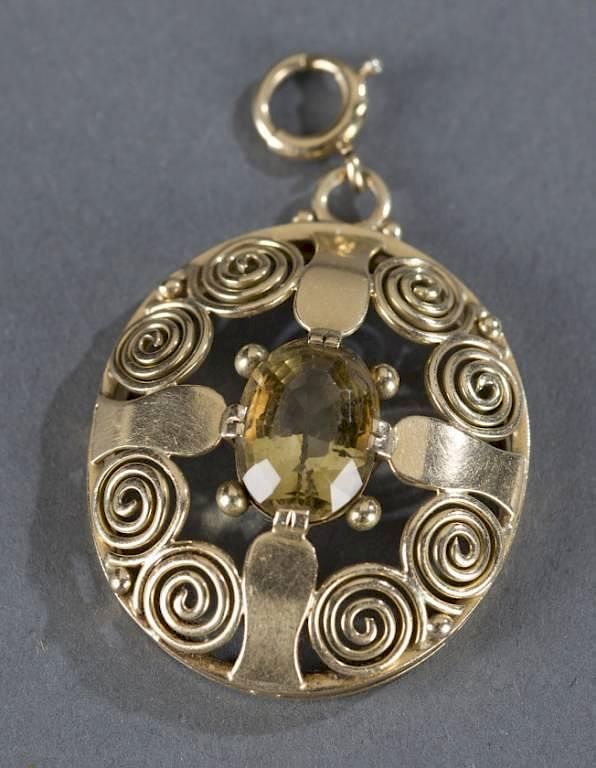 Appraisal: Citrine and kt gold pendant A Citrine and kt gold