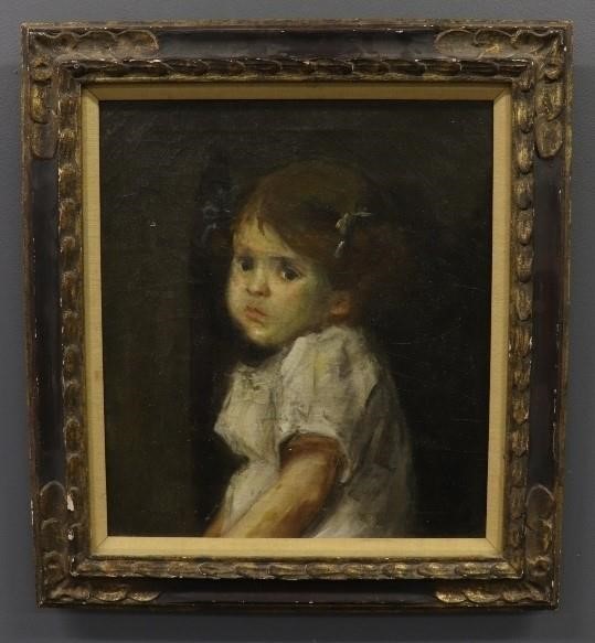 Appraisal: Oil on canvas portrait of a young girl unsigned attributed