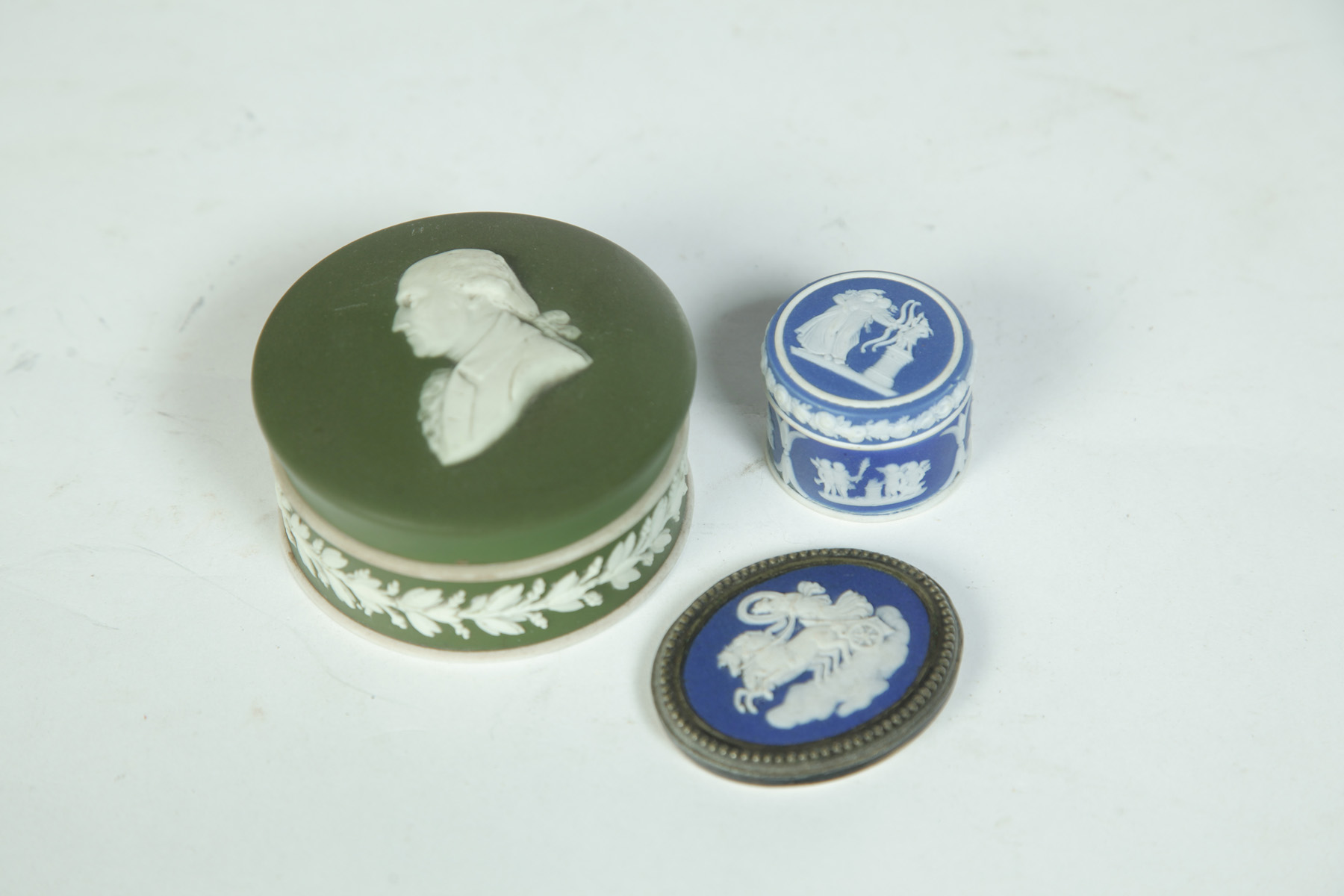 Appraisal: THREE PIECES OF JASPERWARE England late th-early th century Wedgwood