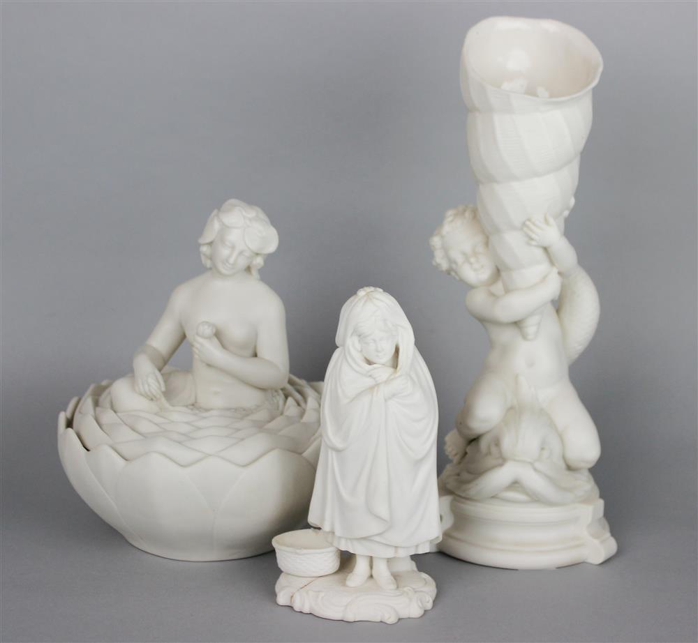 Appraisal: KEYS MOUNTFORD PARIAN BOX AND COVER AND TWO OTHER PARIAN