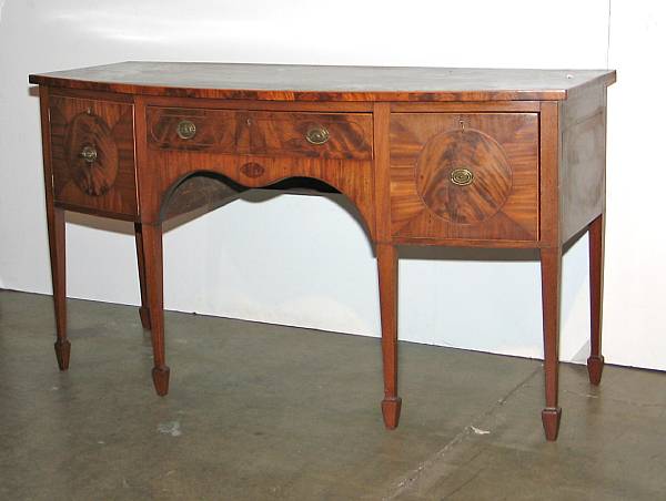 Appraisal: A George III style inlaid mahogany sideboard composed of antique