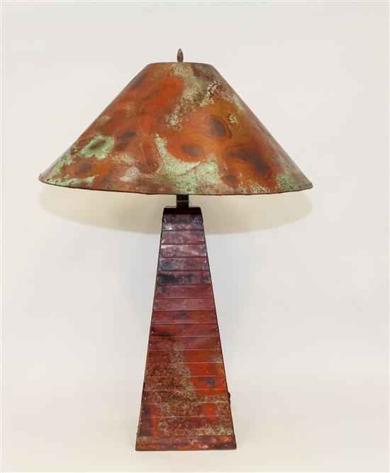 Appraisal: Sale Lot A Hammered Metal Table Lamp late th century