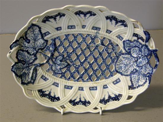 Appraisal: Worcester porcelain shaped oval dish with lattice work base and