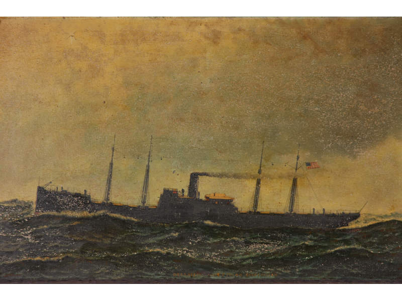 Appraisal: Antonio Jacobsen NY NJ - USS Vestal oil on artist's