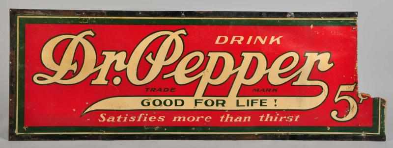 Appraisal: Cardboard Metal Dr Pepper Outdoor Sign Description Circa Made for