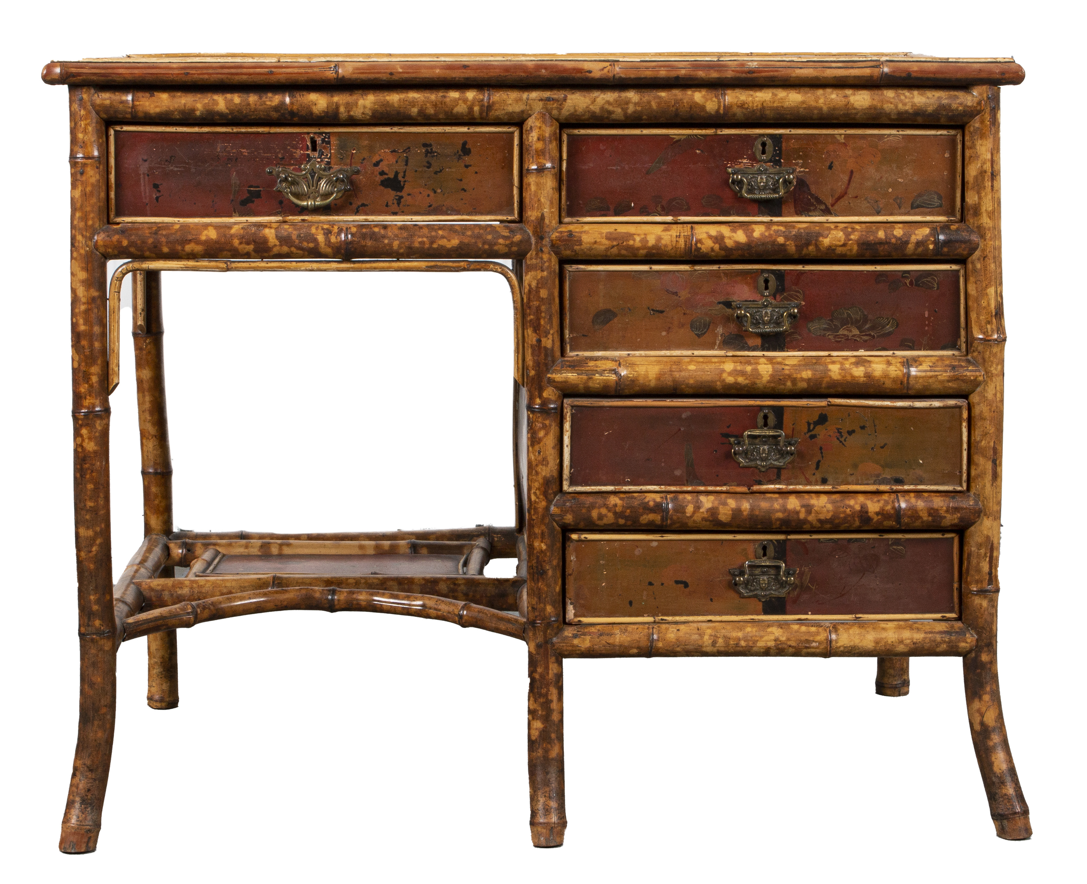 Appraisal: ENGLISH VICTORIAN BAMBOO AND LACQUER DESK English Victorian Chinoiserie bamboo