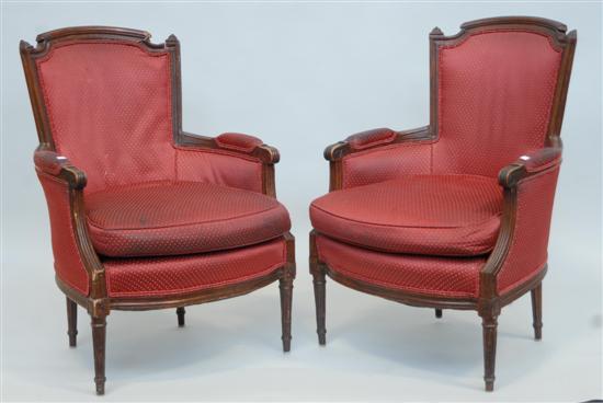 Appraisal: PAIR OF BERGERES A pair of antique Louis XVI style