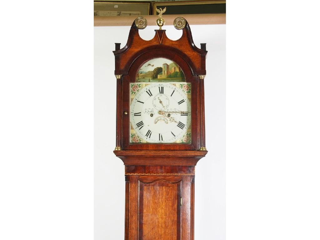 Appraisal: LATE EIGHTEENTH CENTURY OAK AND MAHOGANY CROSSBANDED LONGCASE CLOCK signed