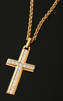 Appraisal: CT GOLD DIAMOND SET CROSS ON CHAIN WEIGHING APPROXIMATELY GMS