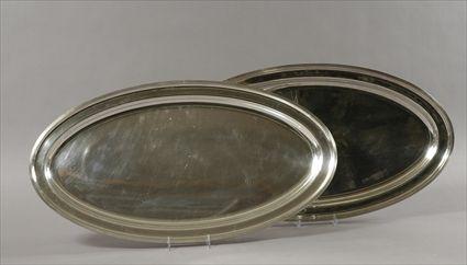 Appraisal: Pair of Large Silverplate Oval Meat Platters Each in