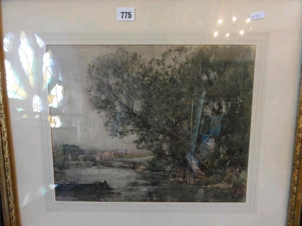 Appraisal: An early th century watercolour of a river scene by