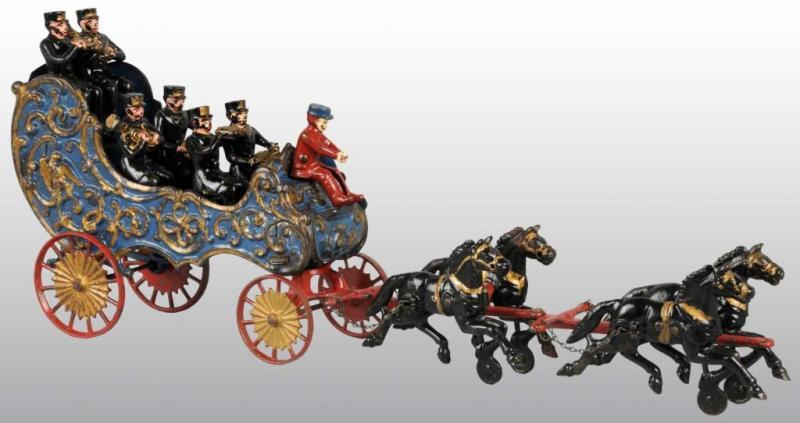 Appraisal: Cast Iron -Horse Royal Circus Band Wagon Toy Description The