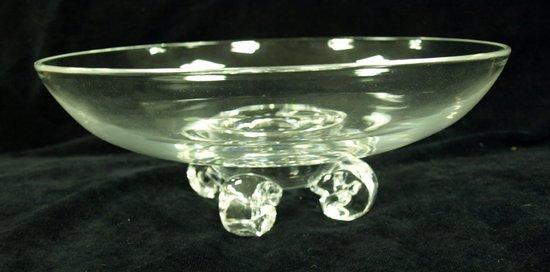 Appraisal: A Steuben circular glass bowl raised on four scroll feet