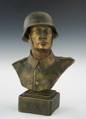 Appraisal: A Plaster Bust of a German Soldier Apprx - H