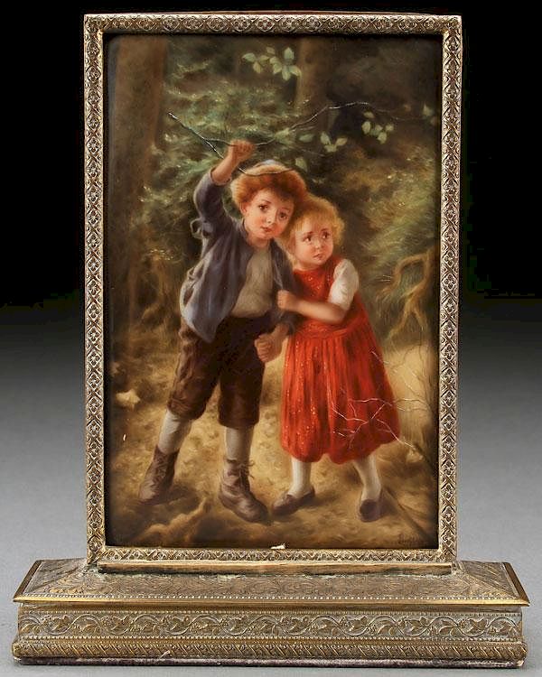 Appraisal: A GERMAN HAND PAINTED PORCELAIN PLAQUE A GERMAN HAND PAINTED