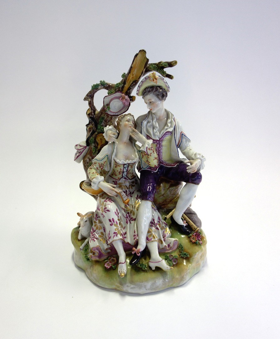 Appraisal: A Volkstedt porcelain figure group late th century modelled with