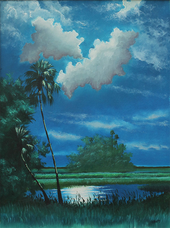 Appraisal: ROBERTS Livingston ''Castro'' American - Everglades Scene with Two Palms