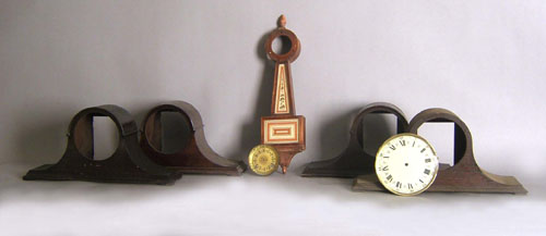 Appraisal: Nine mantle clock cases together with a miniature banjo clock