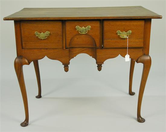 Appraisal: QUEEN ANNE MAHOGANY LOW BOY with pad feet height inches