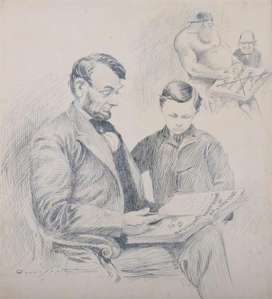 Appraisal: HOMER CALVIN DAVENPORT American - POLITICAL CARTOON OF ABRAHAM LINCOLN