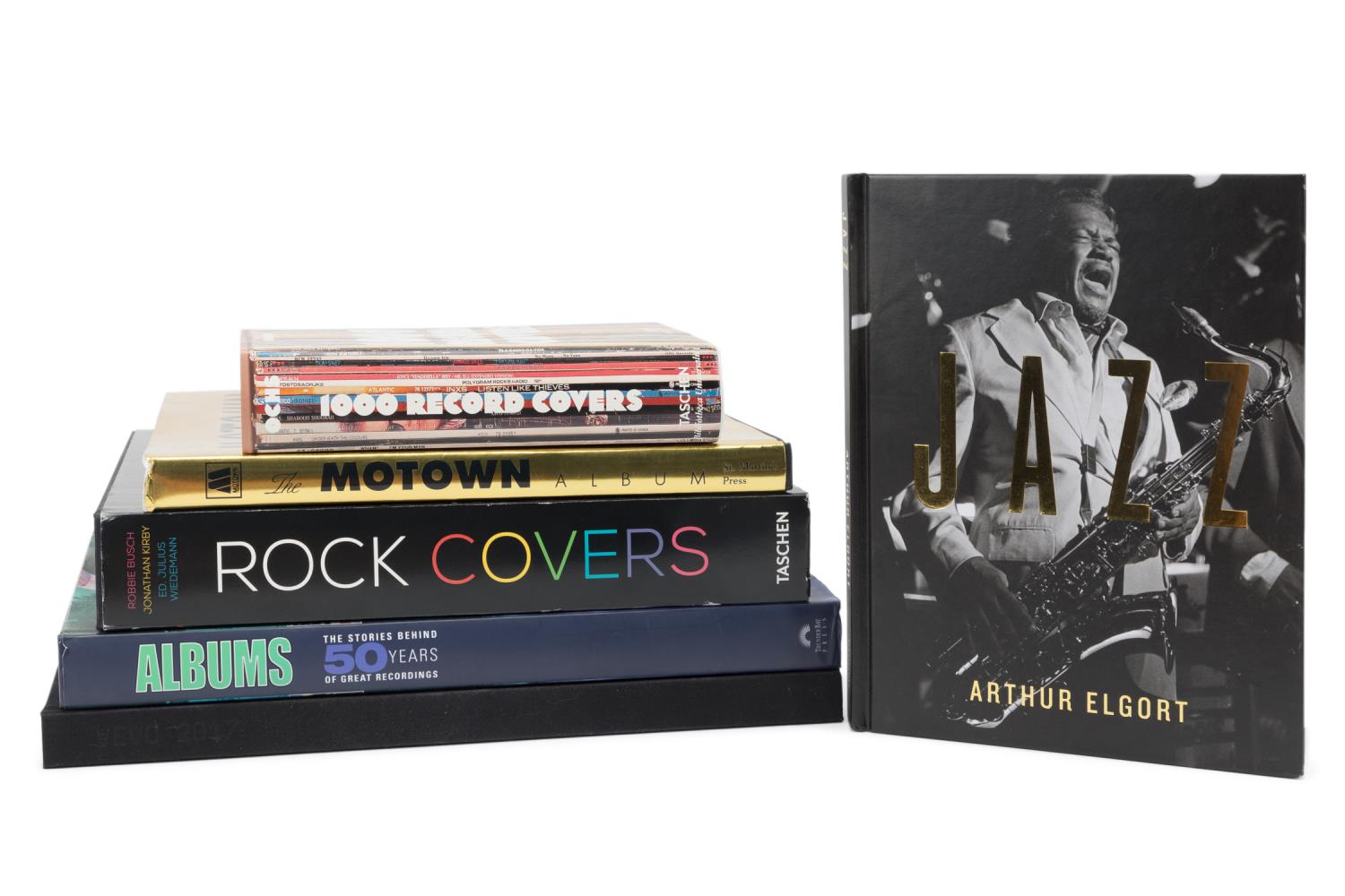 Appraisal: SIX HARDCOVER BOOKS ON MUSIC AND ALBUM COVERS Group of