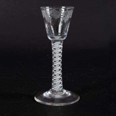 Appraisal: An th Century cordial glass the etched and fluted bowl