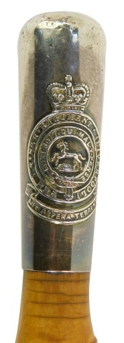 Appraisal: A King's Regiment Liverpool silver topped swagger stick bearing crest