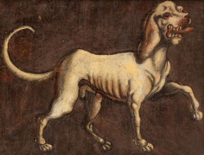 Appraisal: th Century Continental School Portrait of a Hound oil laid