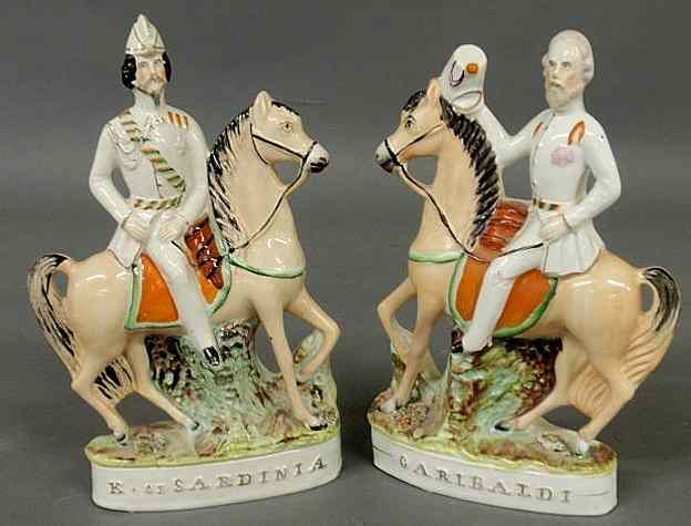 Appraisal: Pair of th c Staffordshire figures Garibaldi and K King