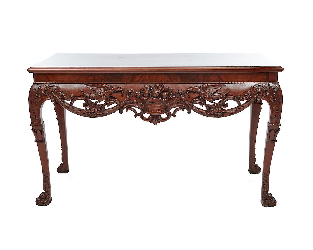 Appraisal: Georgian Style Carved Mahogany ConsoleTable ca Georgian Style Carved Mahogany