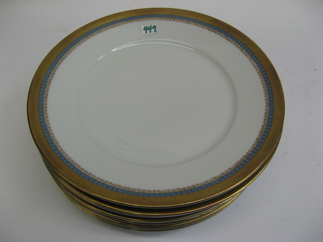 Appraisal: SET OF EIGHT GERMAN PORCELAIN SERVICE PLATES gold embossed rim