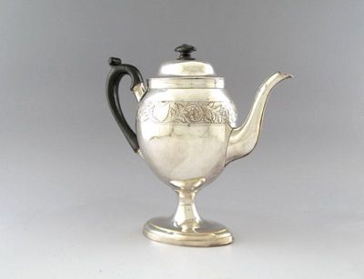 Appraisal: A George III old Sheffield plated coffee pot ovoid form