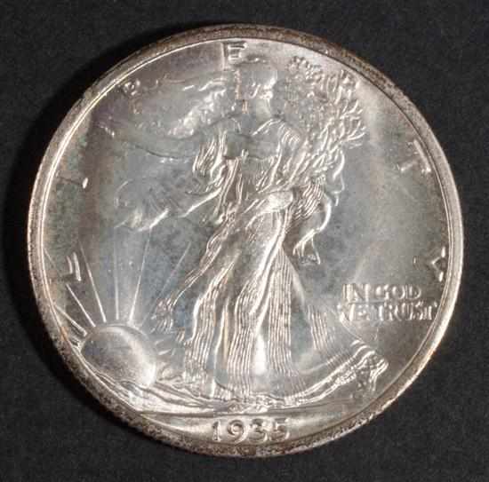 Appraisal: Three United States walking Liberty type silver half dollars MS-