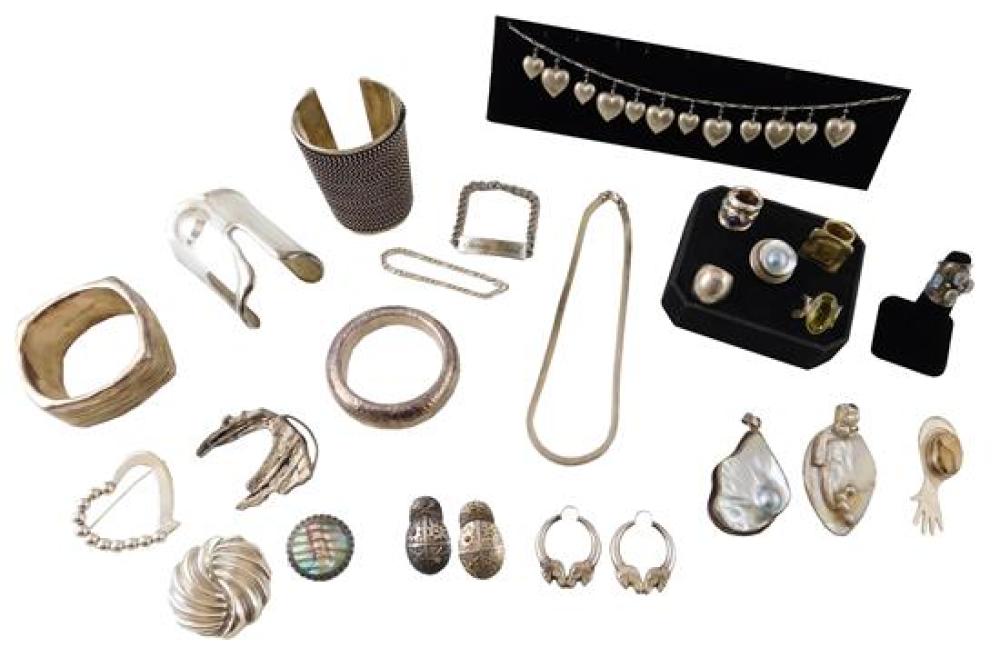 Appraisal: JEWELRY Modern sterling and other silver pieces all contemporary in