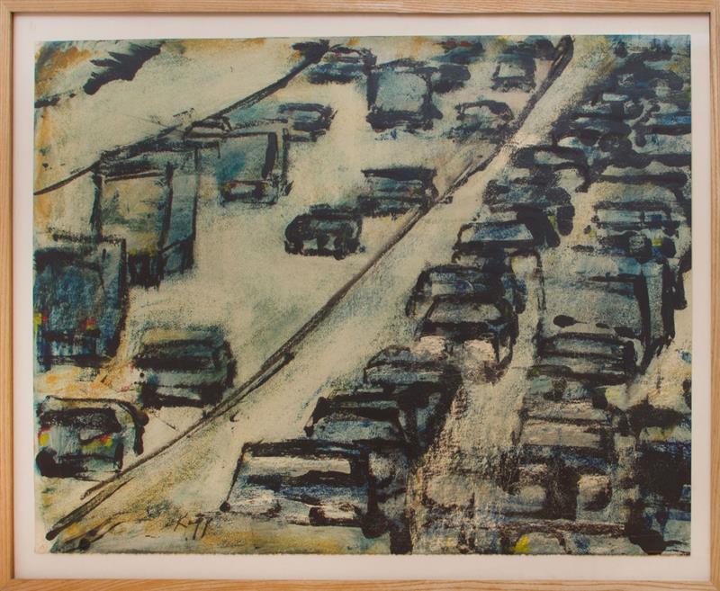 Appraisal: DAVID KAPP b EXPRESS Oil stick on paper signed 'David