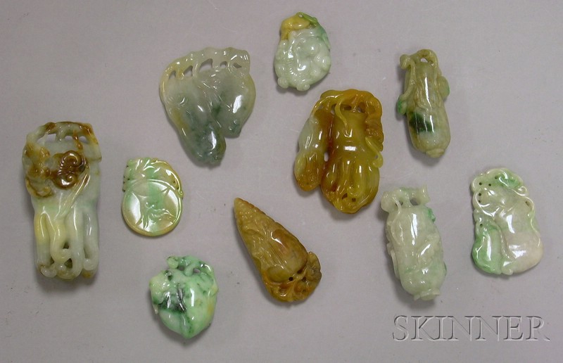 Appraisal: Ten Carved Jade Pendants and Other Items of various forms