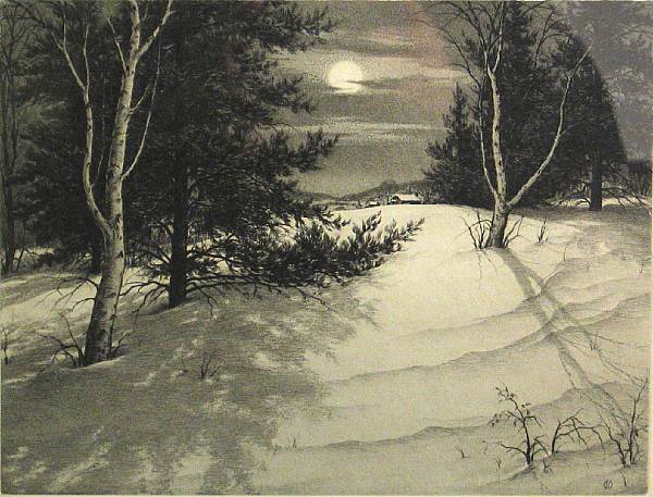 Appraisal: Ronau Woiceske Moon Shadows c Etching and aquatint printed on