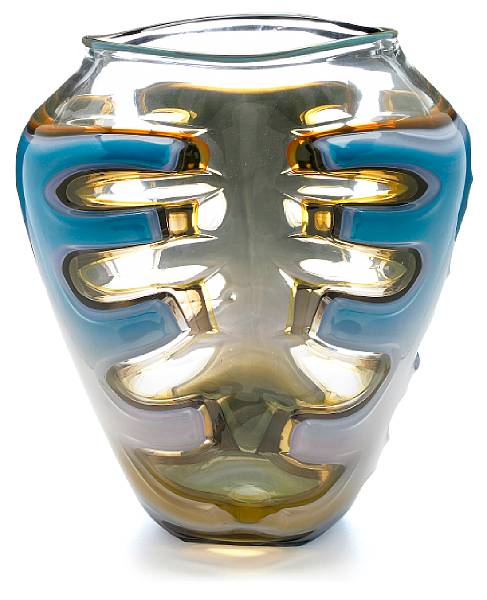 Appraisal: Richard Royal American born Diamond Cut Series blue blown glass