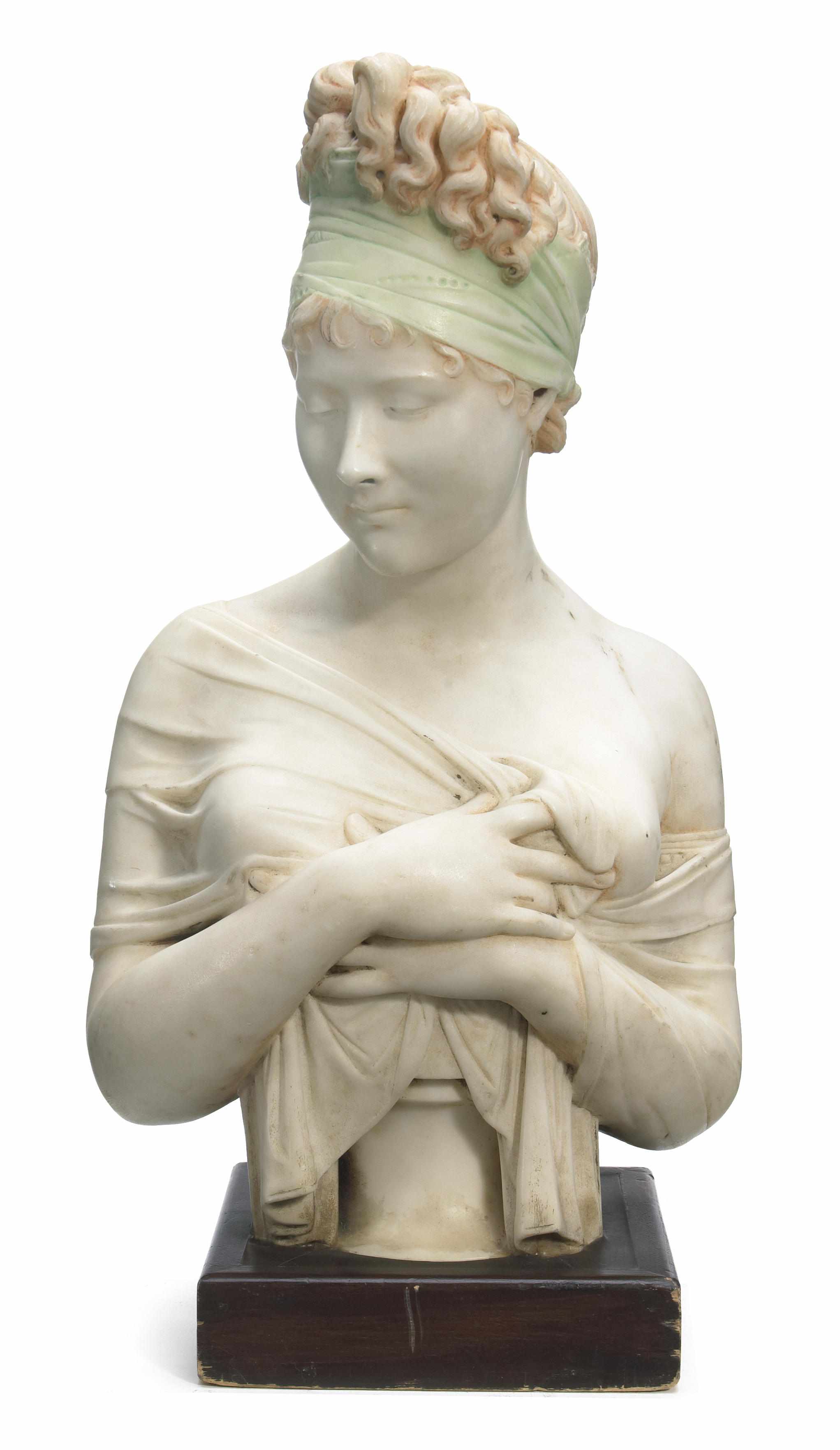 Appraisal: An Italian carved marble bust of Madame Recamier late th